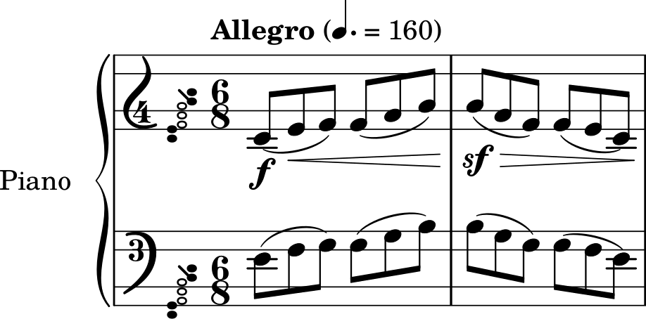 Tarantella measures 1-2 with correct key signature