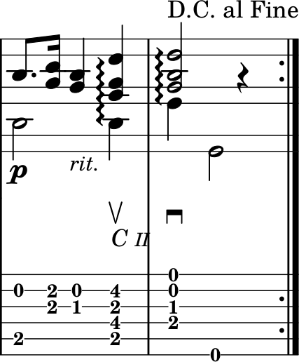Adelita last two measures with pluck direction signs added