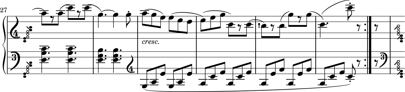 Tarantella measures 27-32 with treble clef in left hand part